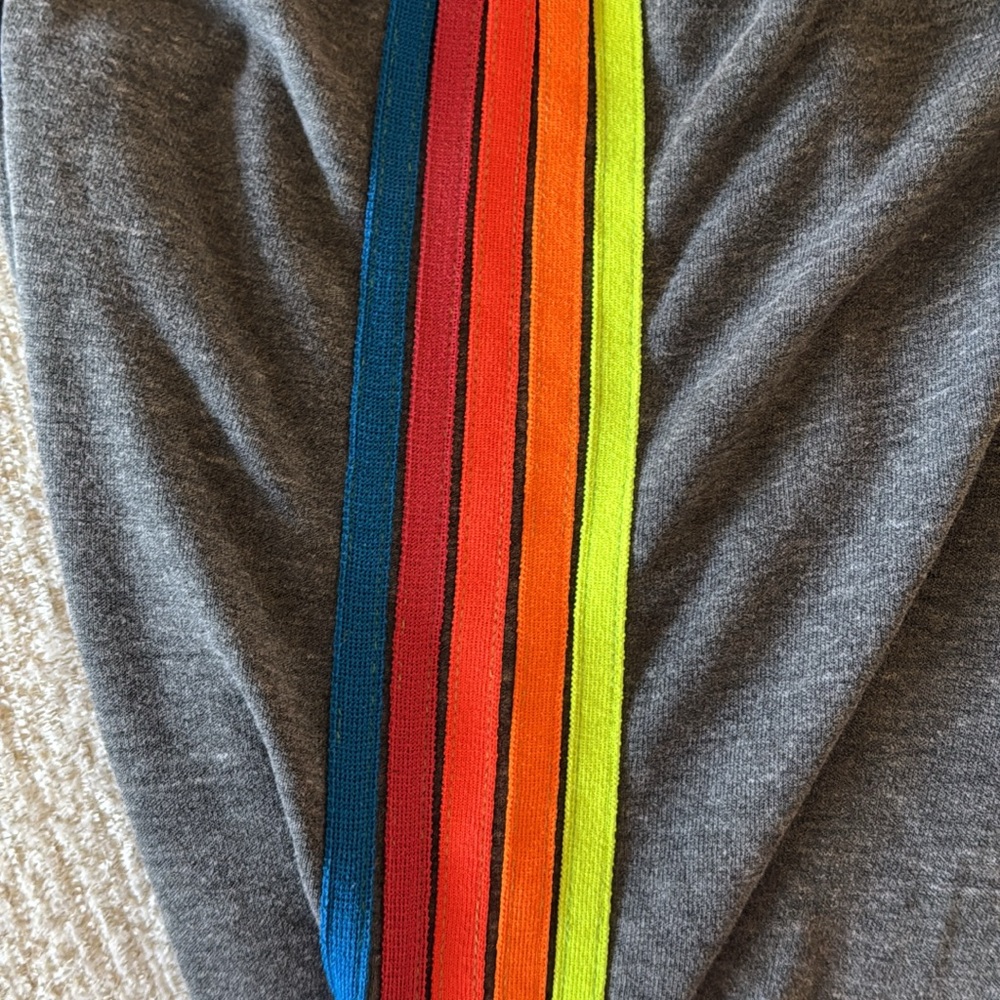 Aviator Nation Charcoal Sweatpants with Colorful Stripes